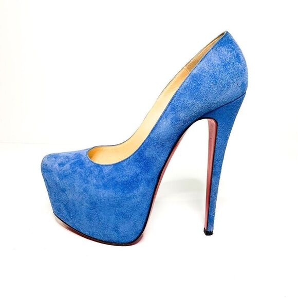 Christian Louboutin Shoes - Christian Louboutin Daffodile 160 Veau Velour Pump EU 38 US 8 Blue Sapphire Heel